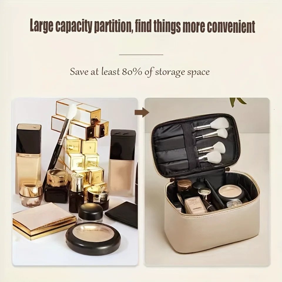 Ship from US Fashionable faux leather travel cosmetic bag SPACEUS With Organizational Divider perfect for On the Go beauty needs 250227FBB