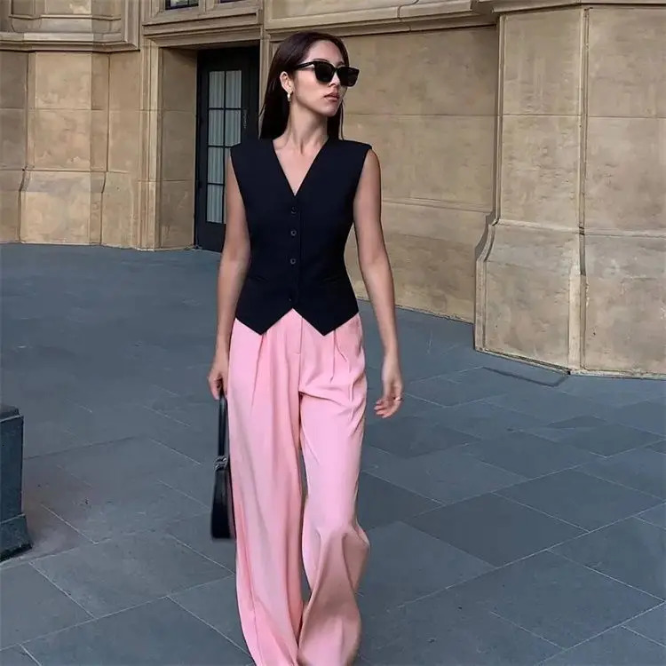 Simple Vests Women Summer Sleeveless Suit Coats Temper Outwear n Tender Breathable Korean Style Streetwear 250226