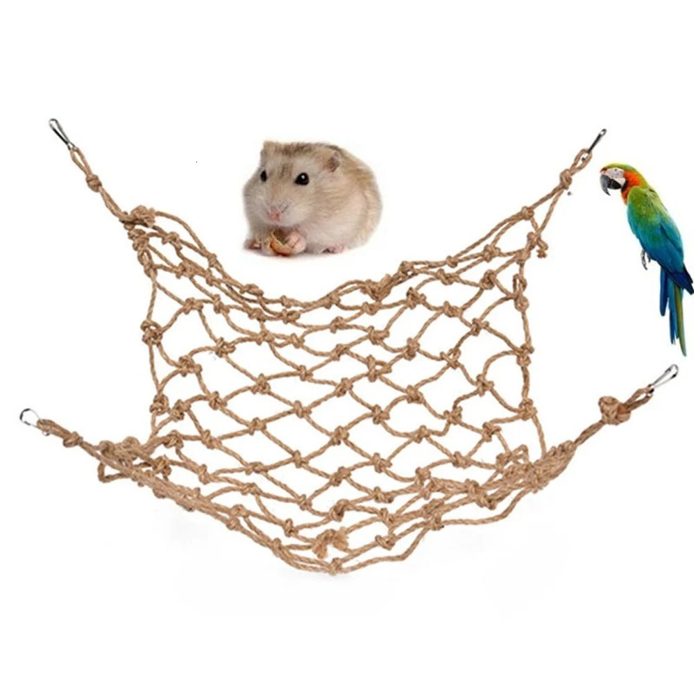 Parrot Swing Rope Birds Hanging Climbing Net wiith Hook Hammock Birds Stand Ladder Birds Chewing Playing Gym Toys 30X20CM 250226