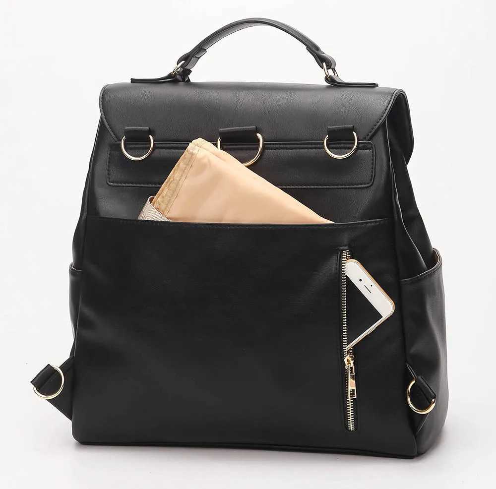 Diaper Bags Waterproof Diaper Bag for Mommy Maternal PU Leather Nappy Backpack Baby Infant Organizer Changing Nursing Mom Pram Bag to Care Y250227Y6GV