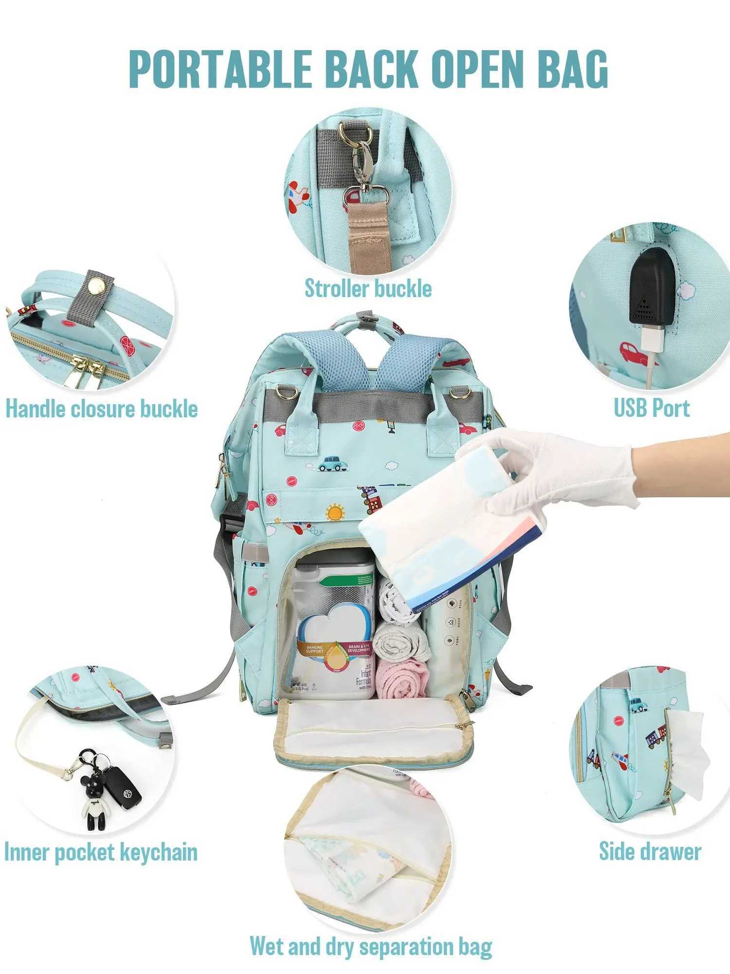 Diaper Bags Mummy backpack waterproof maternity bag baby supplies large capacity multifunctional waterproof outdoor travel dial bag Y250227L2FR