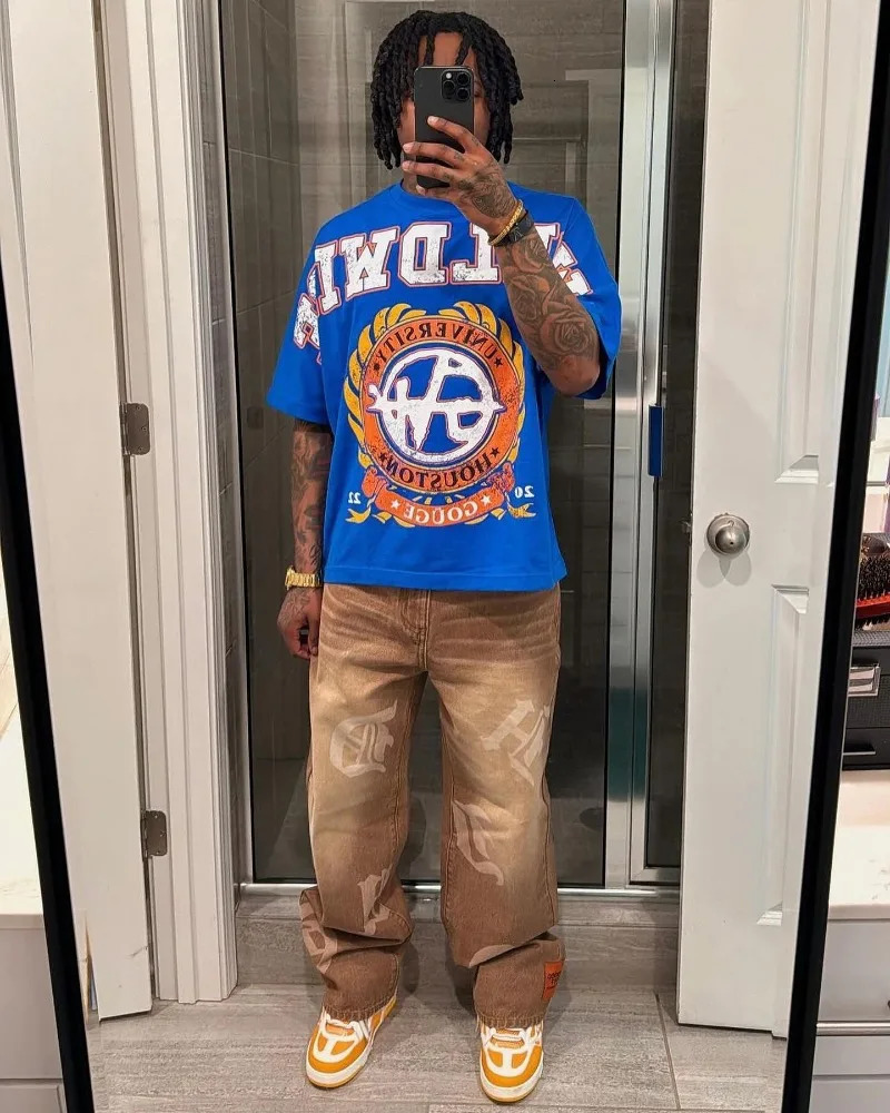 Y2K Streetwear Letter Print Oversized TShirt Mens Fashion Harajuku Goth Loose Versatile Short Sleeve Top Couple Style 250226