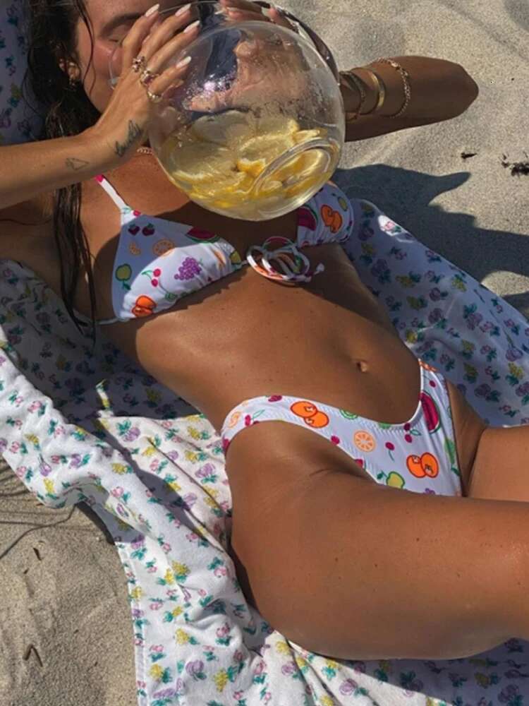 New Ral Print 2024 Sexy Strappy Swimwear Women Swimsuit Female Two Pieces Bikini Set Bathing Suits Beachwear Swim Lady