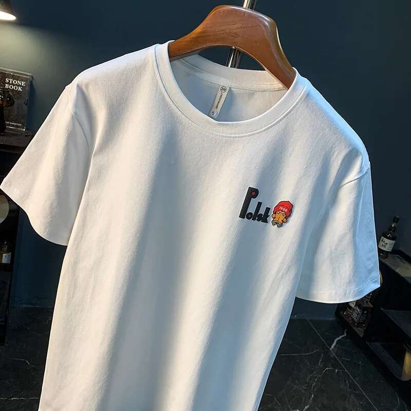 2025 Summer New Short Sleeved T-shirt Paired With Men's Personalized Printed Half Sleeved Loose Comfortable Breathable Versatile And Fashionable 