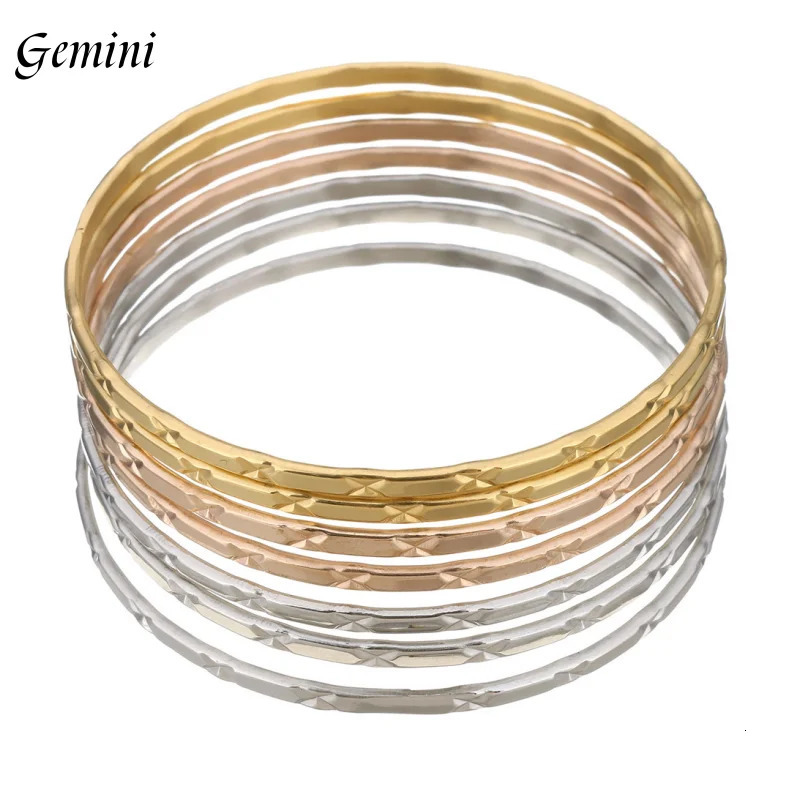 7PCs/Set Fashion Roman style Stainless Steel Bangle gold color Lover Charm Bracelet for Women Gold Wide Cuff Bangle 250227