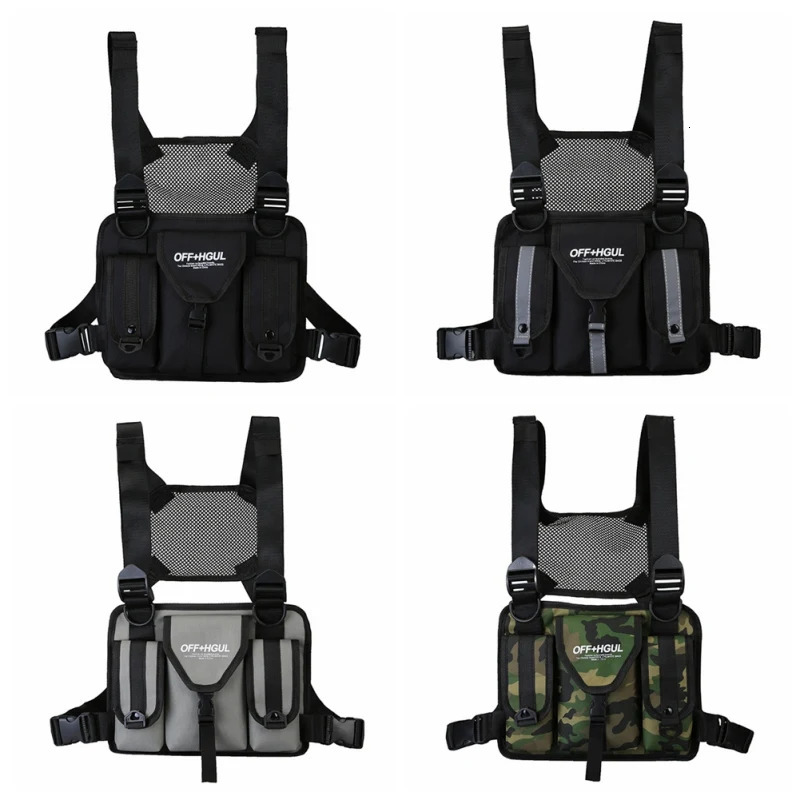 Ship from US 1Pc Men Women Chest Rig Bag Reflective Vest Functional Harness Front Waist Pouch Backpack Hip Hop Adjustable 250227FBB