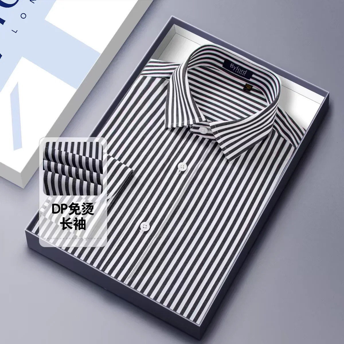 High quality mens shirt striped pattern checkered long sleeved button up y clothing 250226