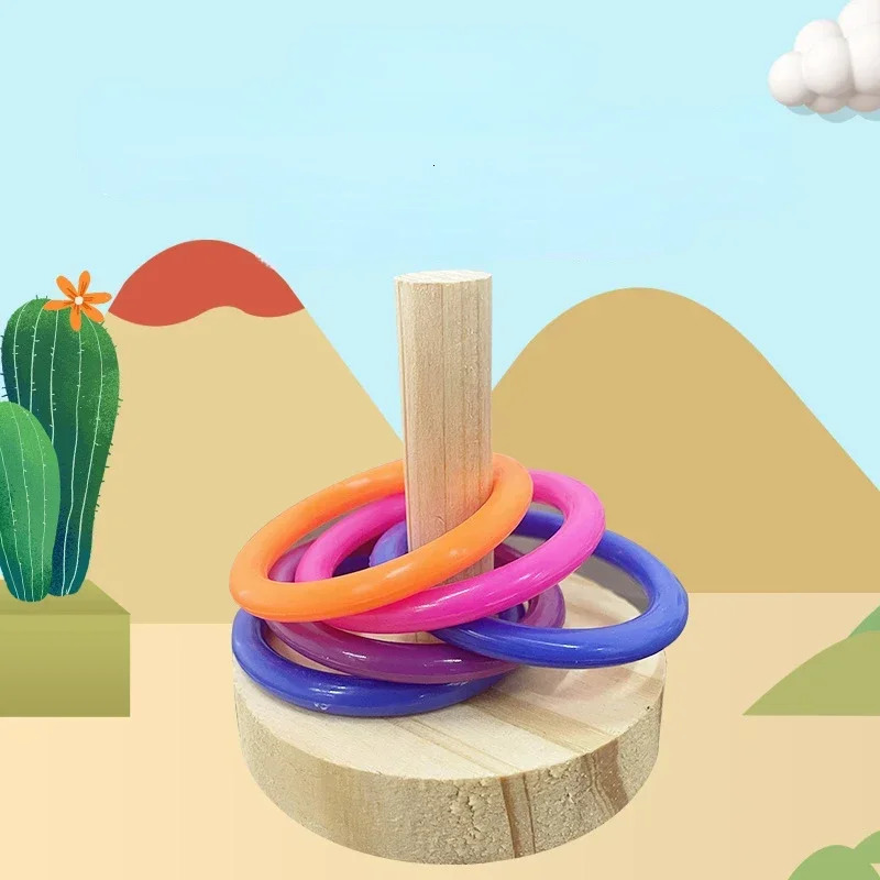 Wooden Interactive Parrot Ring Toy Educational Exercise Stimulating Fun Playtime for Parrot Parakeet Bird Toys Random Color 250226