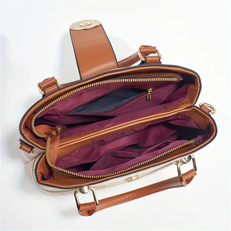 Ship from US 2pcsset Fashion Top Handle Satchel Elegant Crossbody Bag Womens Casual Handbag Shoulder Purse 250227FBB