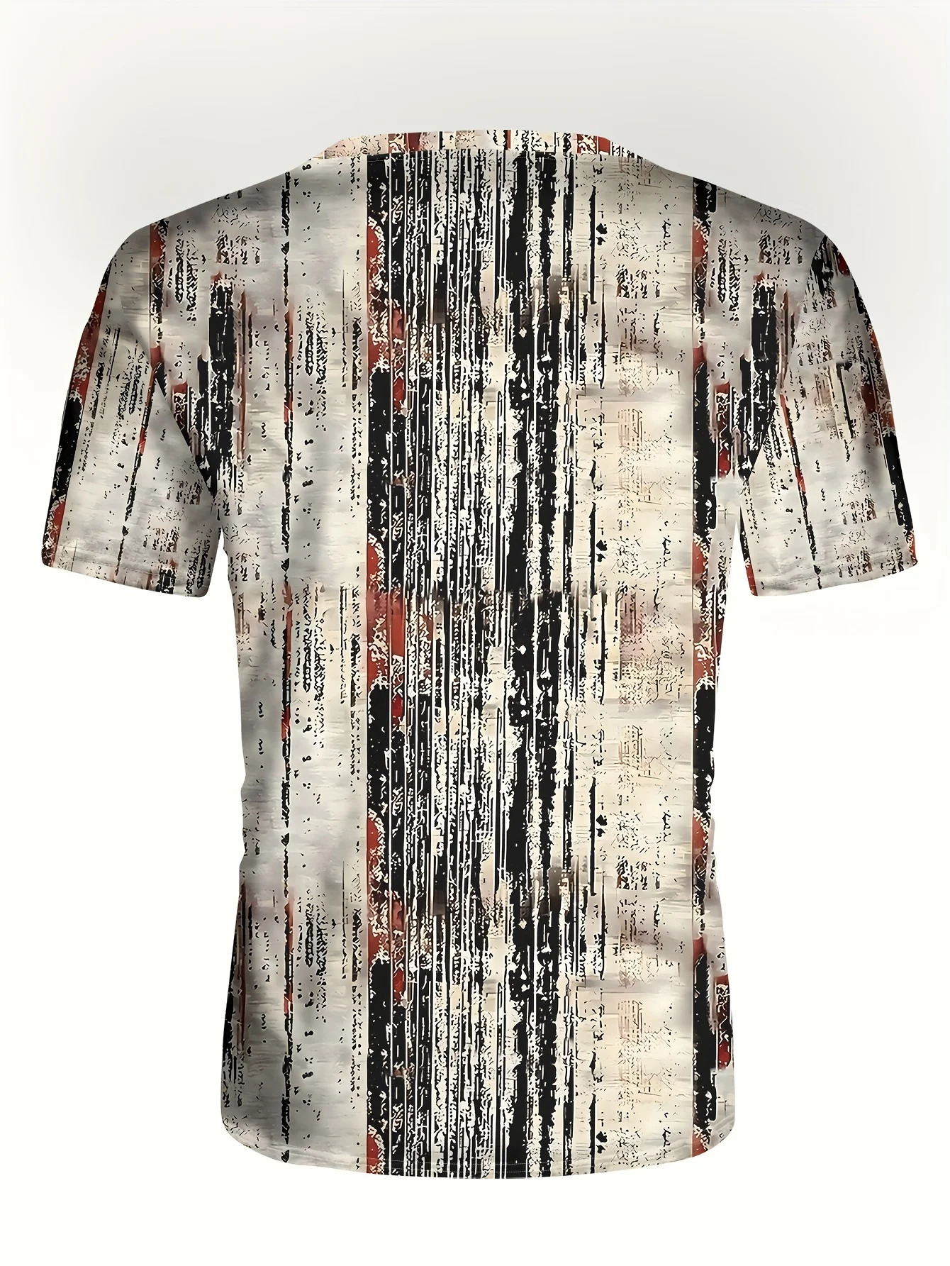 Mens Casual And Chic Stripe Pattern Print T-shirt With Crew Neck And Short Sleeve Cool Tops For Summer Leisurewear And Outdoor 250227