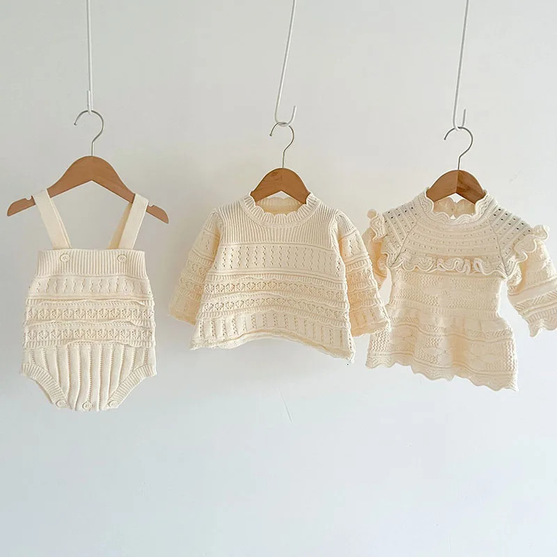 Korean style sisters clothes baby girls knitting clothes spring autumn baby pants girl dress children sweater 250227
