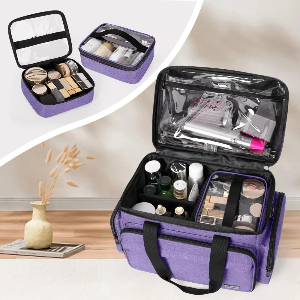 Ship from US Large cosmetic bag with 2 detachable pockets and dividers 250227FBB