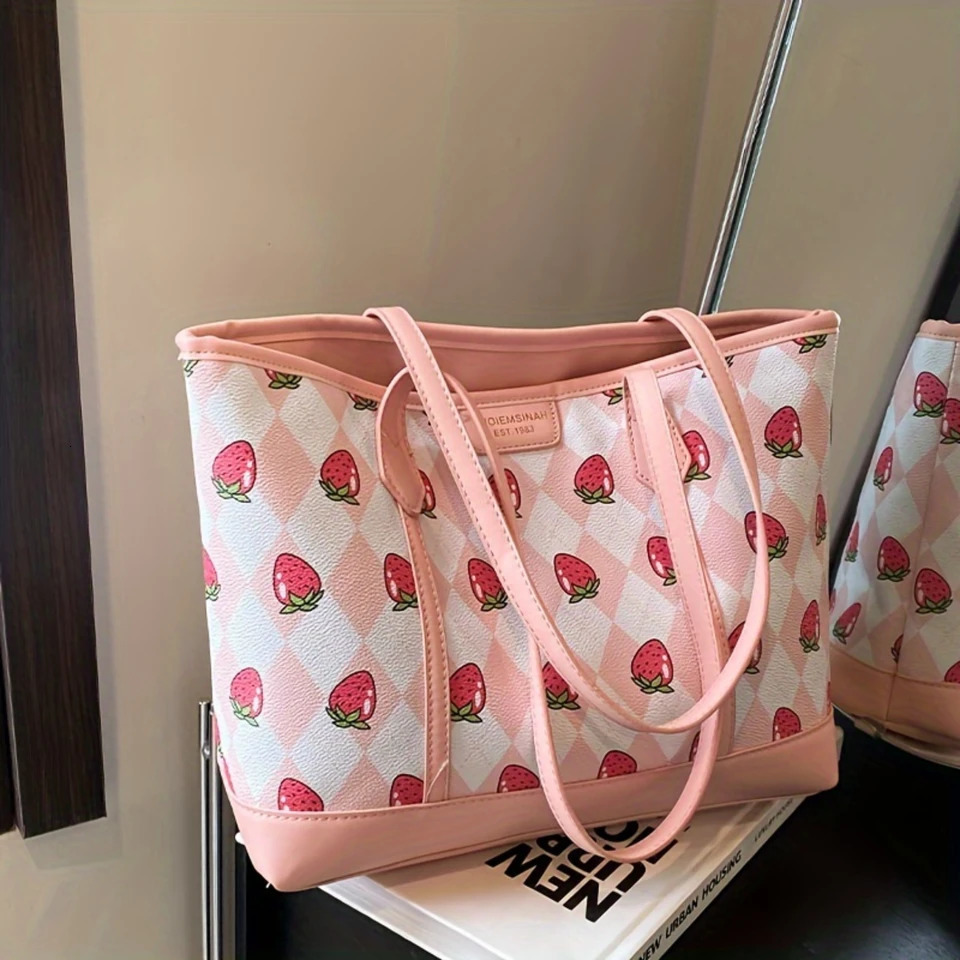 Ship from US Fruit Pattern Print Tote Bag for Women Stylish Handbag School Work Travel Shopping 250227FBB