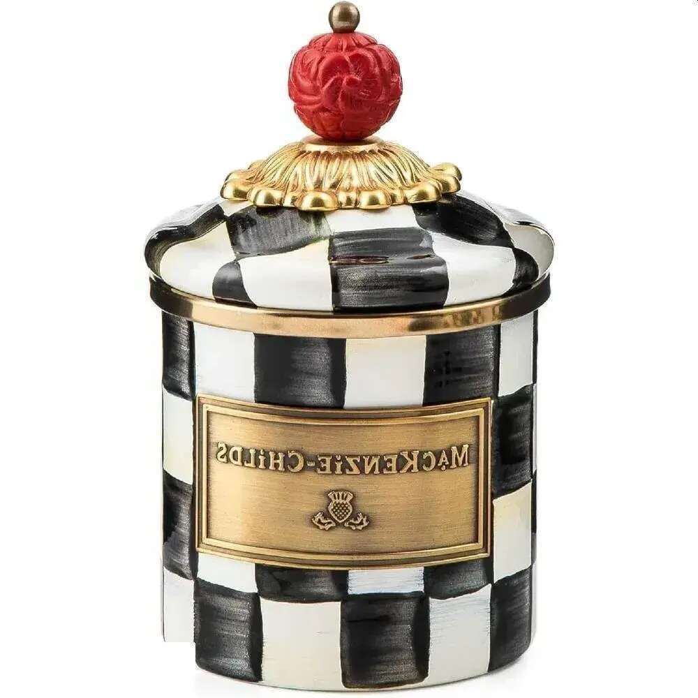 Storage Bottles Jars Courtly Check Enamel Canister Black-And-White Kitchen Container With Lid Mini 240820 Drop Delivery Home Garden Ho Otskb 23 ds