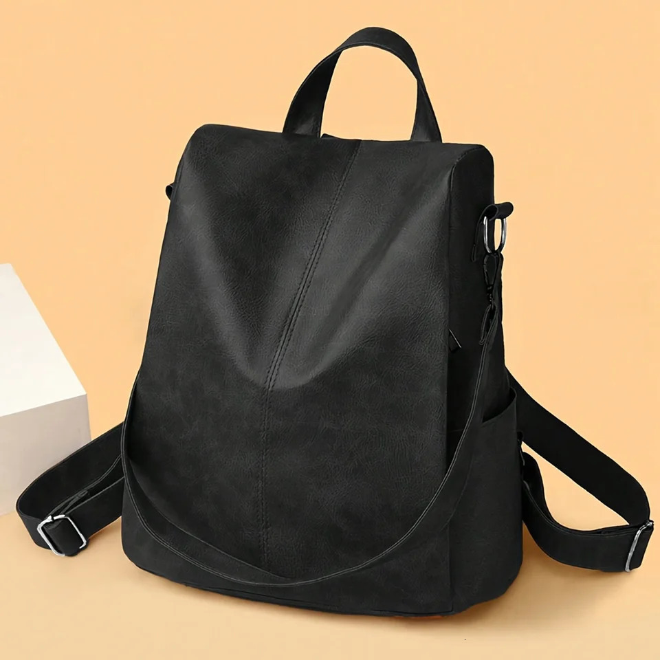Ship from US Fashionable Casual PU Leather Backpack AntiTheft Travel Sports Ideal For Outing And Daily Commute 250227FBB