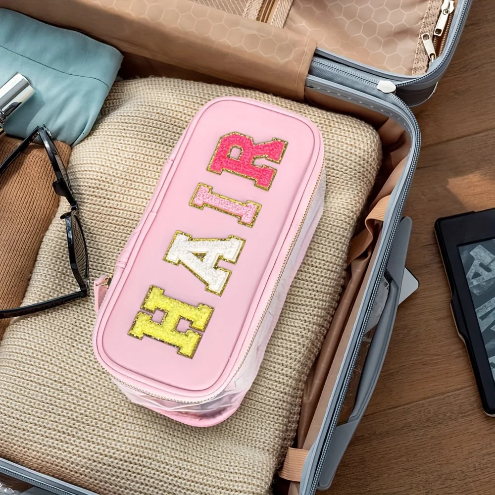 Ship from US Transparent Makeup Bag Organizer Travel Chenier with Built in Mirror 250227FBB