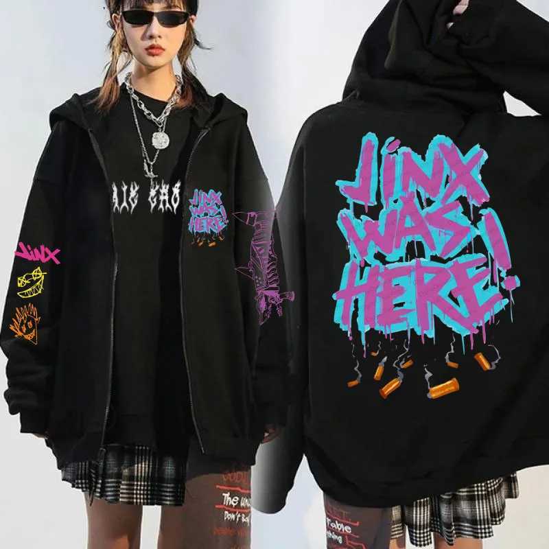 Arcane Jinx Zip-up Hoodie Men Monkey Graffiti Zipper Jacket Male Harajuku Anime Arcane Boom Oversized Hip Hop Sweatshirt Coat X250227