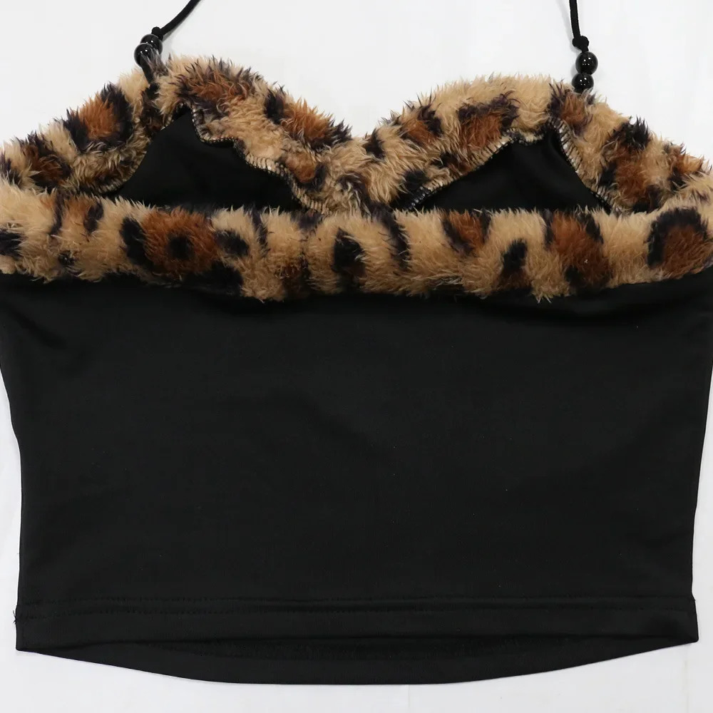 CM.YAYA Womens Set Strapless Sleeveless Leopard Print halter Top and Shorts Suits Street Two 2 Piece Set Outfit Tracksuit 250226