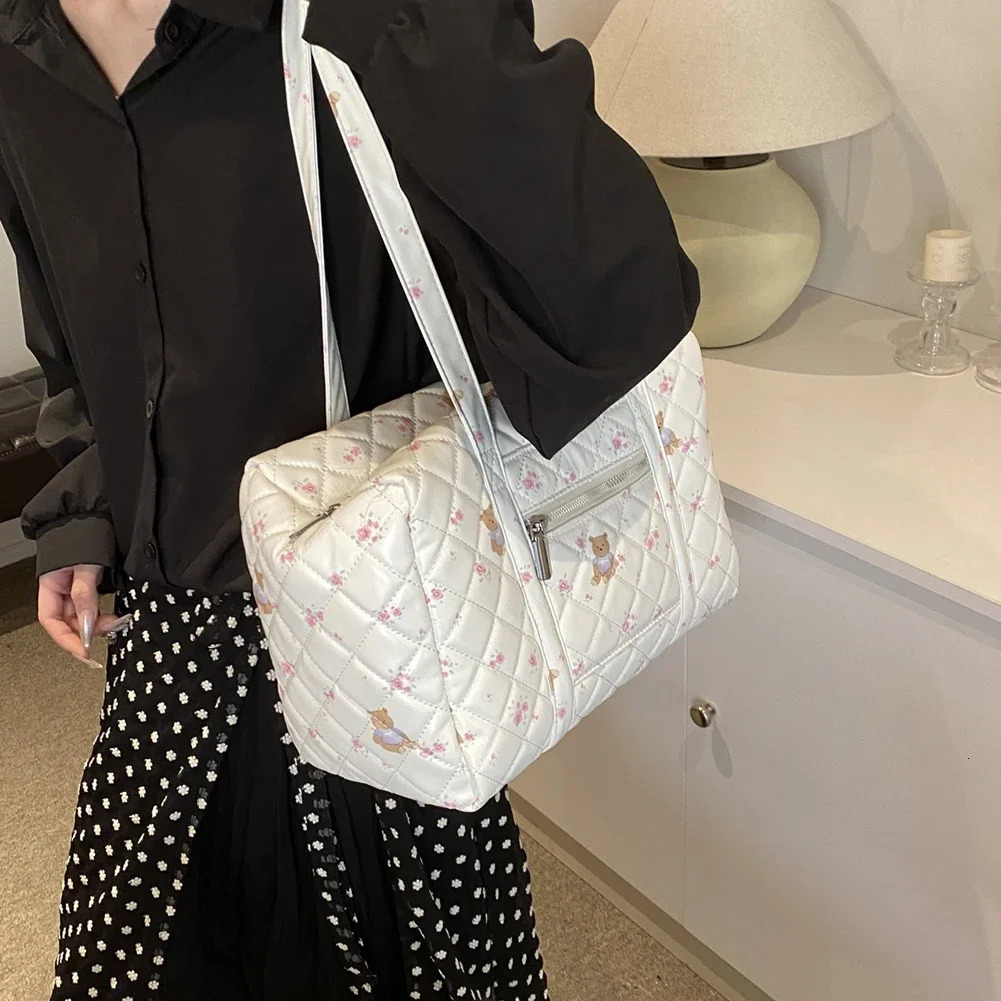 Ship from US Women Cute Baby Diaper Bag Large Capacity Quilted Nappy Adjustable Strap Maternity Female Outdoor Daily 250227FBB