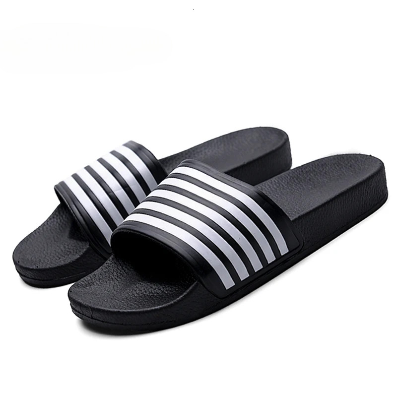 2025 New Men's And Women's Summer Striped Pool Slide Designer Sandals Couple's Leisure Slide Beach Large Sandals Unprinted Women's