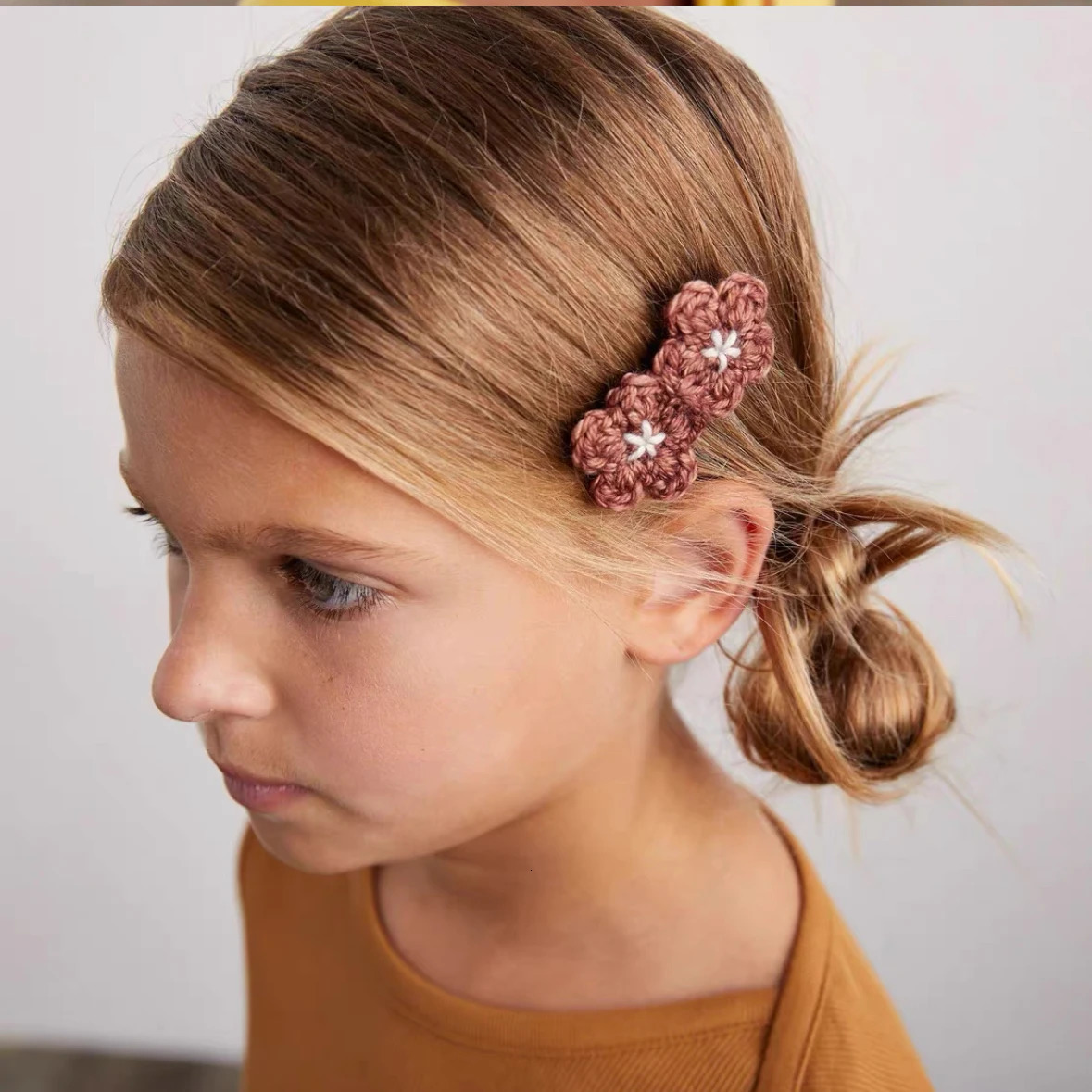 Baby Hair Accessories MP Cute Knitted Toddler Girls Hair Clips Headband Kawaii Hand Made Vintage Flower Kids Children Gift 250227