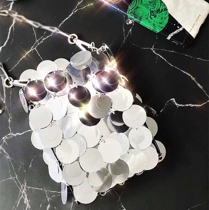 New Arrival Fashion Luxury Designer Women Bags Metal Sequins Chain Woven Bag Evening Bags Clutch Female Travel Holiday Shoulder Bag Handbag T250227