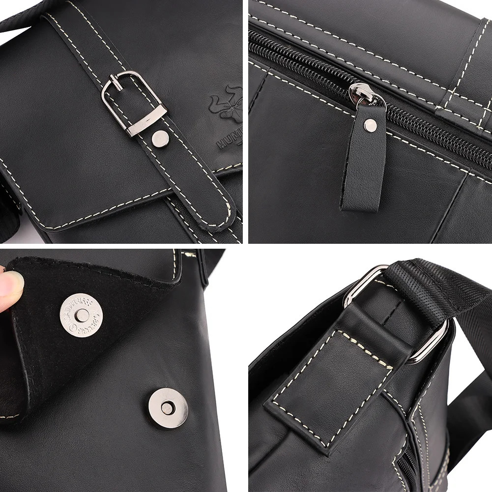 Ship from US KAVIS Cowhide Shoulder Bag Top Layer Leather Crossbody Messenger High Quality Mens Trendy Handbag with Cell Phone Pocket 250227FBB