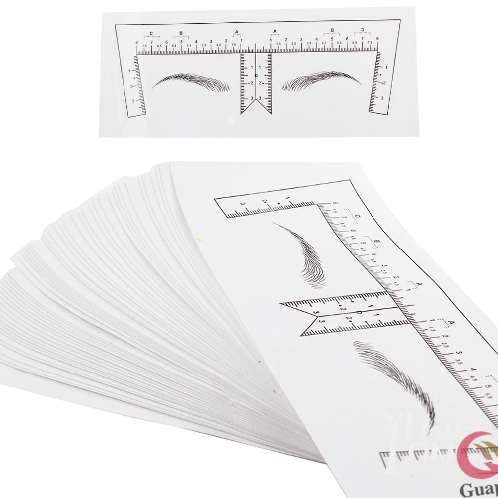 50pcs/lot Eyebrow Stencils Shaping Disposable Eyebrow Ruler with Brow Shape Eyebrow Ruler Sticker for Permanent Makeup Tools 250224