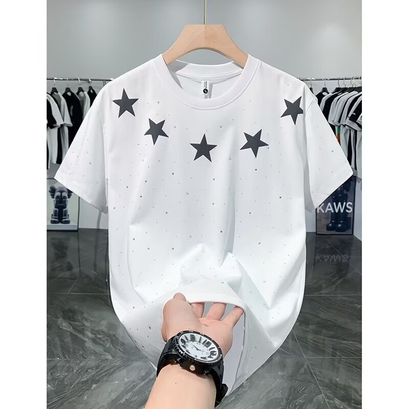 2025 plus men's casual round neck short sleeved digital printed T-shirt