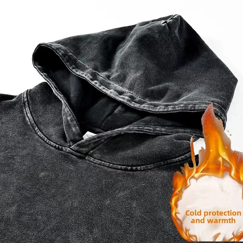 2024 autumn and winter cashmere thick washed hoodie Jesus Save Lives Print Graphic Acid Washed Oversized Hoodie streetwear 250225