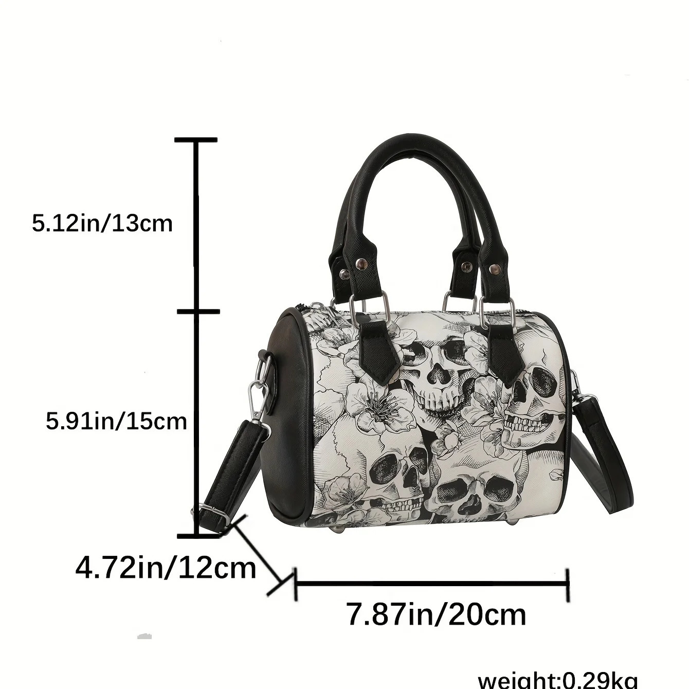 Ship from US Flower skull printed handbag Halloween party ghost Boston bag trend small ten font wallet 250227FBB
