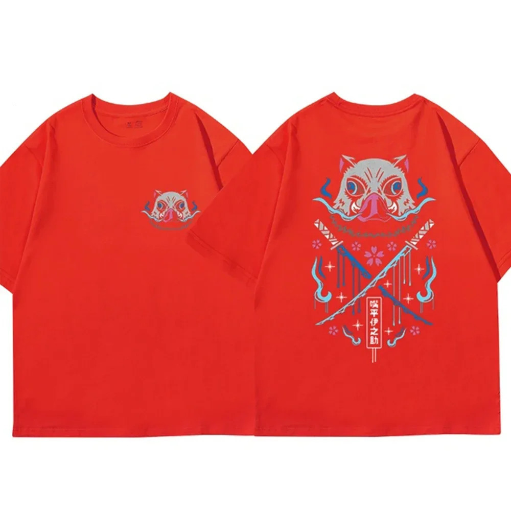 Summer Mens Anime Demon Slayer Print T-Shirt 100% Cotton Japanese Anime Beast Fitness Top High Quality Casual Street 250227