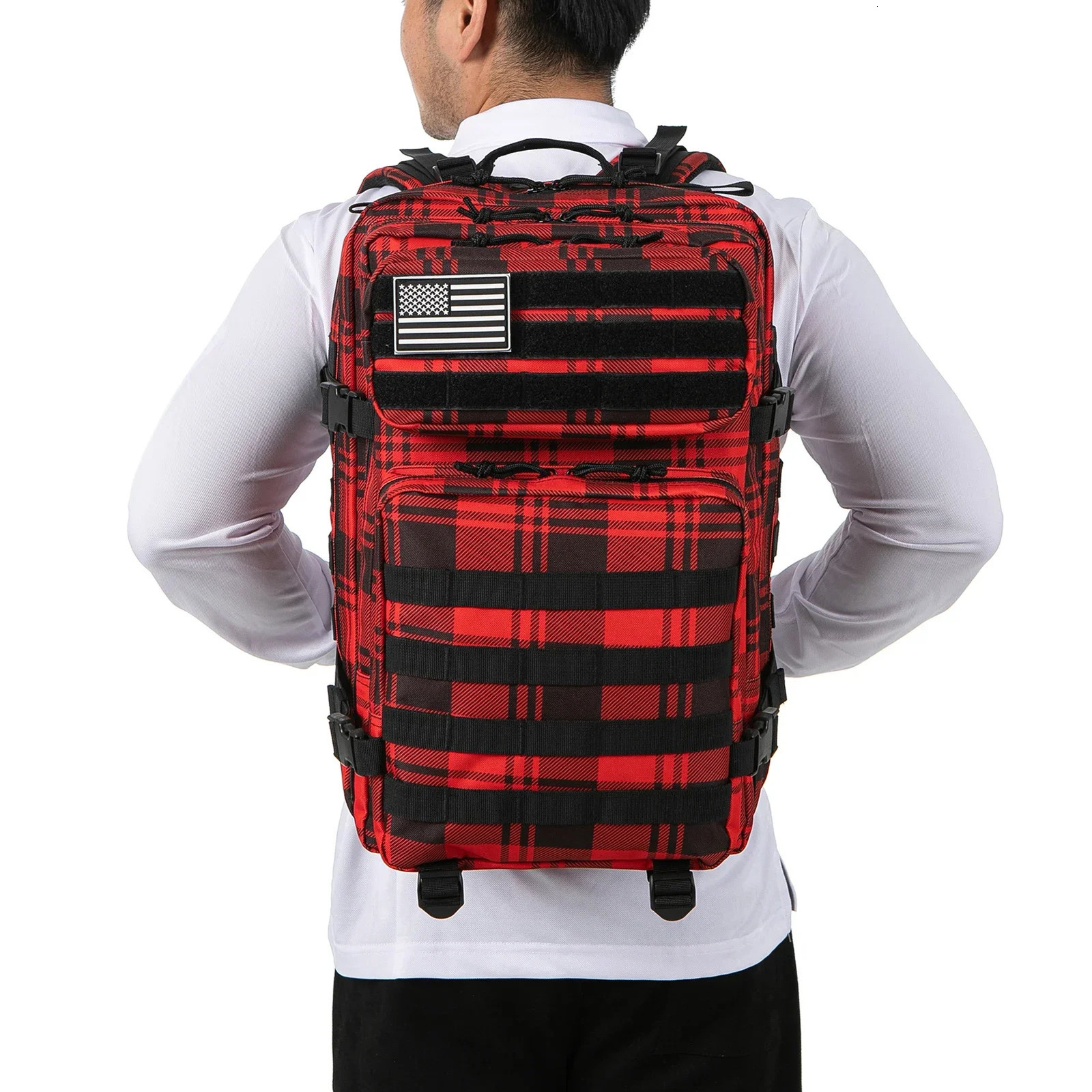 Ship from US 45L Tactical Backpack Outdoor camping equipment Camouflage Bag Trekking hiking Rucksacks school backpacks for college students 250227FBB