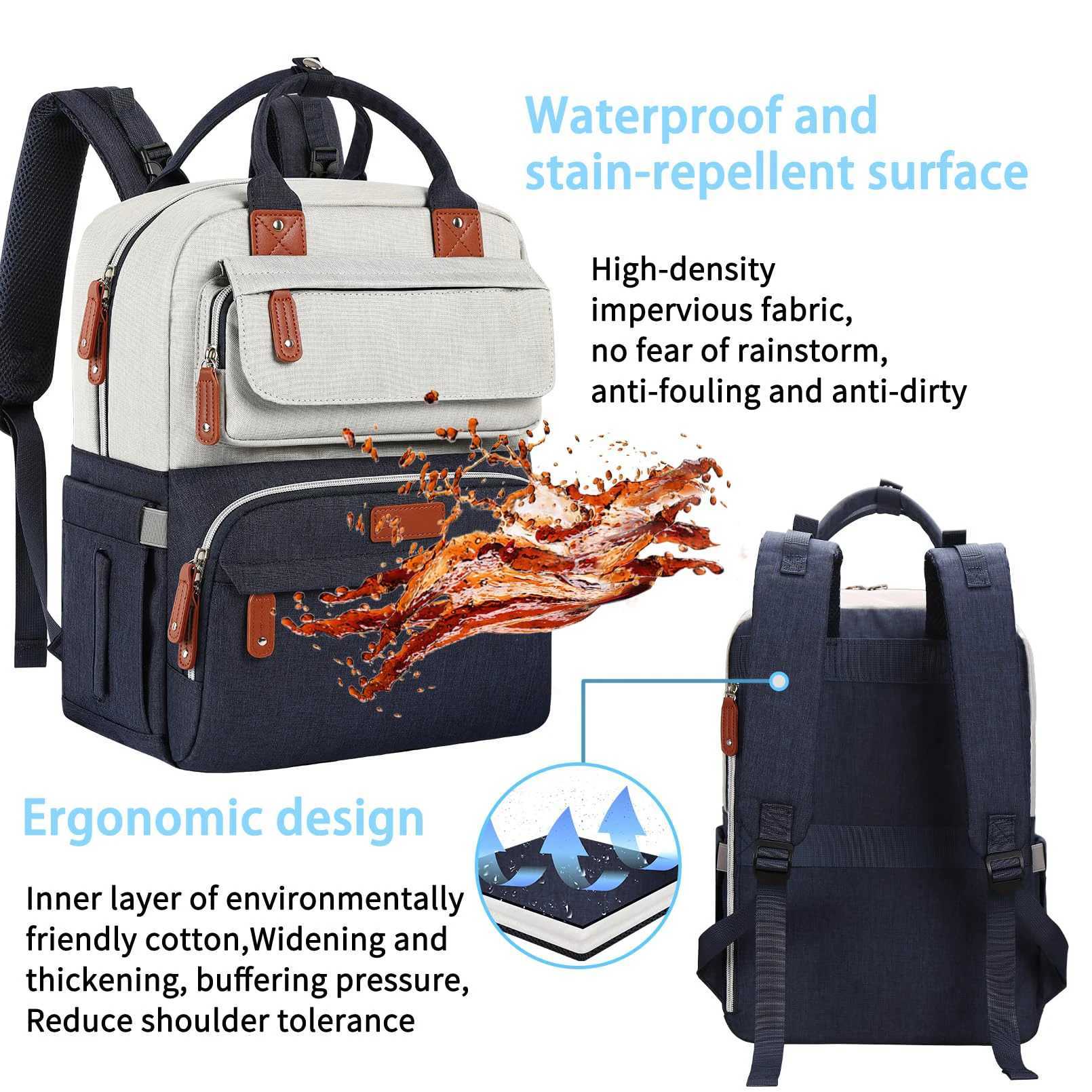 Diaper Bags Large Capacity Insulated Pockets Stroller Straps Water Resistant Durable Unisex Baby Diaper Bag To Travel Y250227QOEU