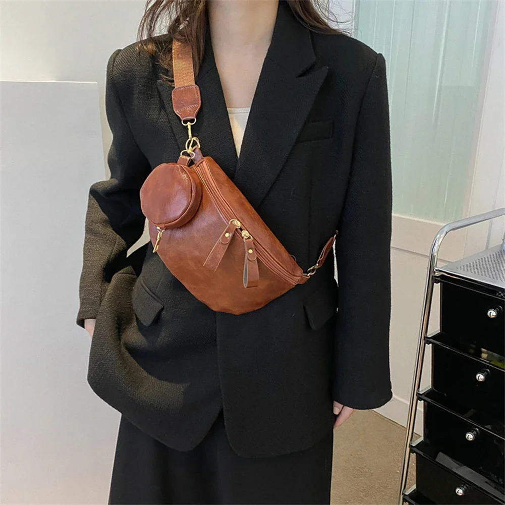 Ship from US Womens Chest Bag y PU Leather Waist Fashion Female Shoulder Crossbody Bags Outdoor Half Moon Belt Fanny Pack For Women 250227FBB
