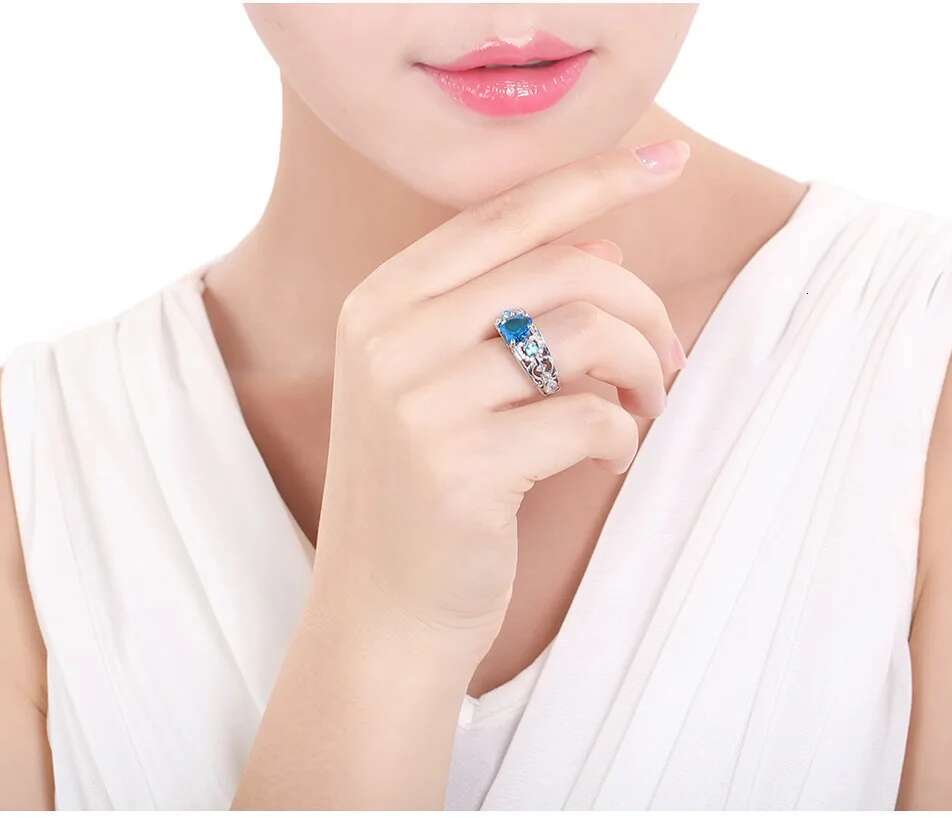 Classic 5 Color Authentic Sterg Sier Multicolor Love Heart Zircon Ring Wedding Jewelry Gift for Mother Anel Bijoux