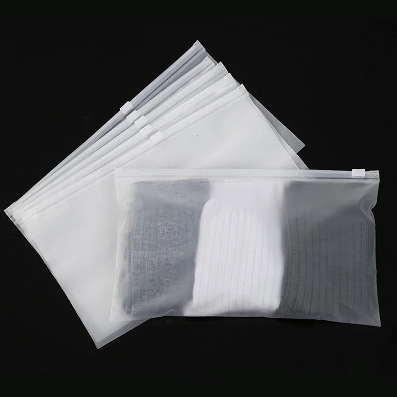 Ship from US 10Pcs 16Wires Frosted Zipper Bag Underwear Panties Socks Packaging Supplies Cosmetic Storage Bags With Air Hole Resealable 250227FBB