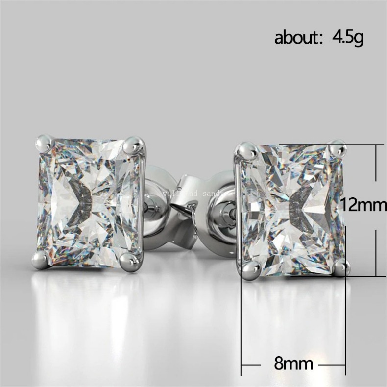 Square Cubic Zirconia Diamond Stud Earings Charm Designer Jewelry Woman Girls Crystal Ear Piercing Stud Earring Gift Fashion Jewelry Wedding Mother Da