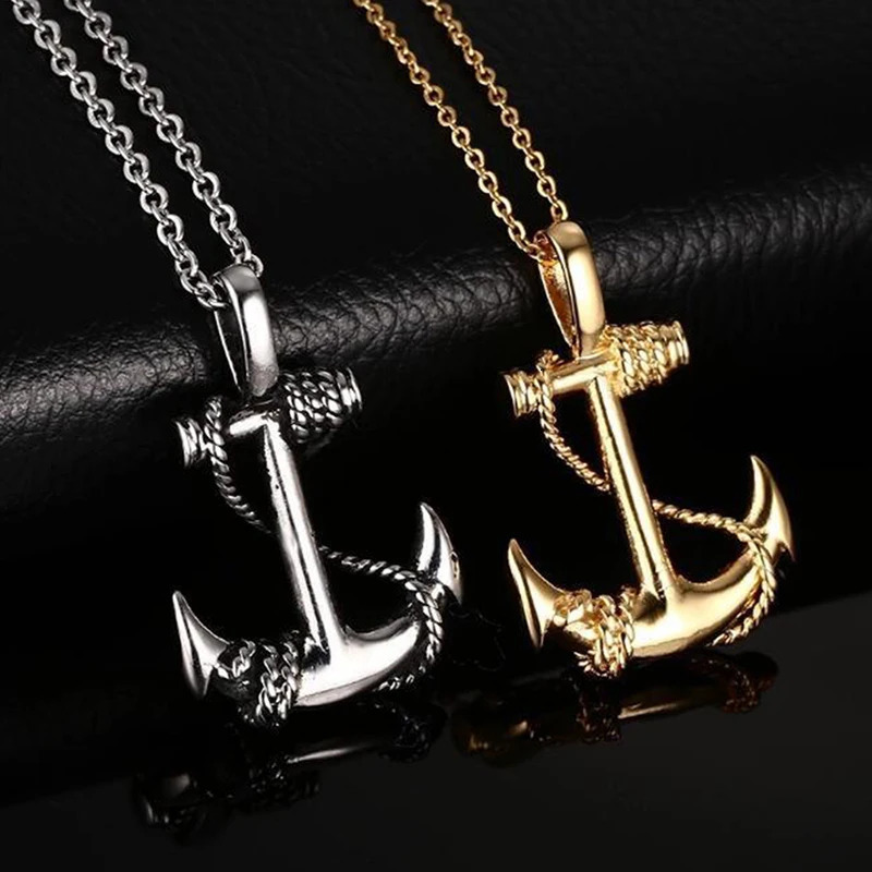 Vintage Boat Sea Anchor Sailor Man Men Necklaces Chain Pendants Punk Rock Hip Hop Unique for Male Boy Fashion Jewelry Gift 250227