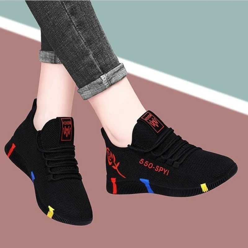 2023 Hot Sale Running Shoes Women Sport Shoes Outdoor Lace-up Platform Sneakers Air Mesh Breathable Walking Jogging Gym Trainers Z250227