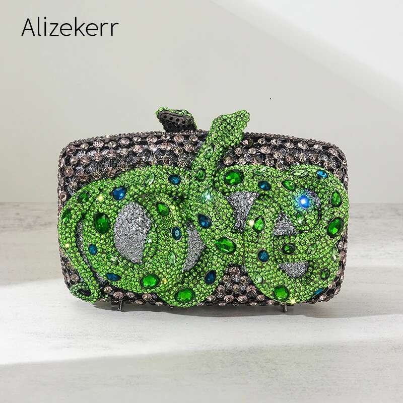 Alizekerr Snake Shaped Rhie Evening Bags Boutique Gorgeous Crystal Metal Clutch Purses And Handbags Wedding Party