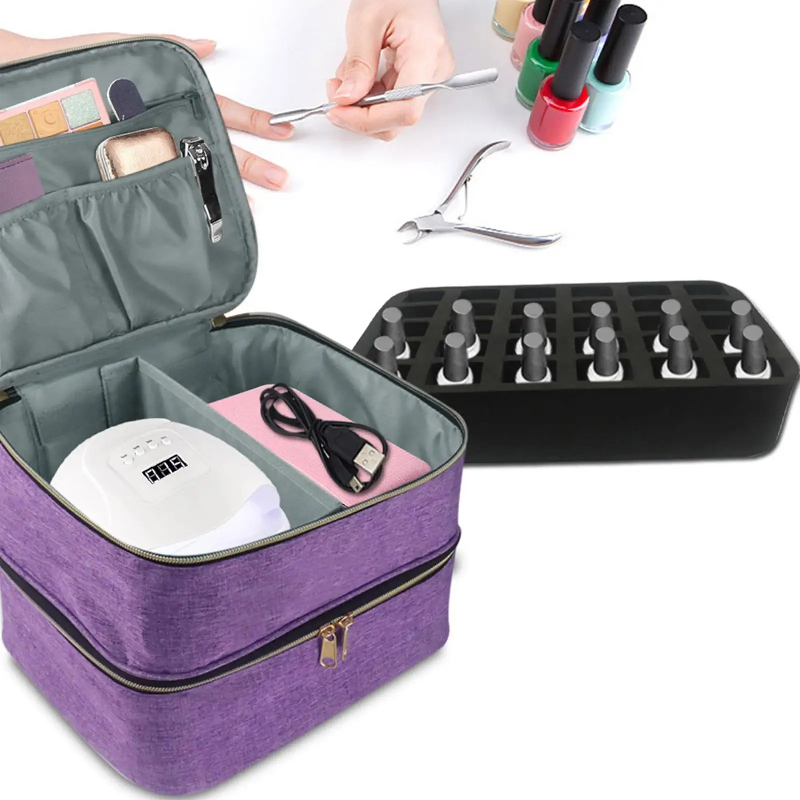 Ship from US Nail polish carrying case Portable for manipulating tools gel nail 250227FBB