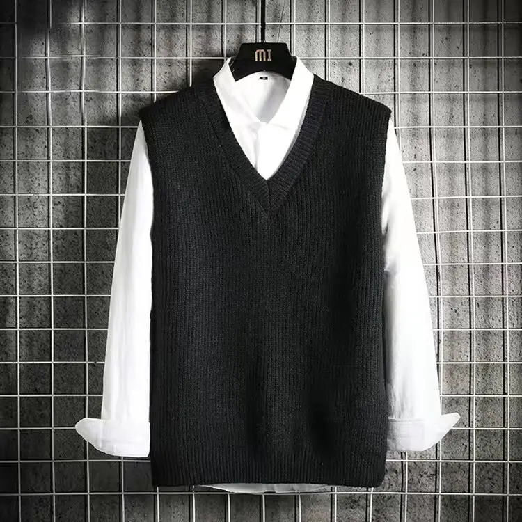 Top Quality Autum Fashion Cardigan Sweater V Neck Knitted Vest Men Solid Trendy Sleeveless Casual Clothing B278 250225