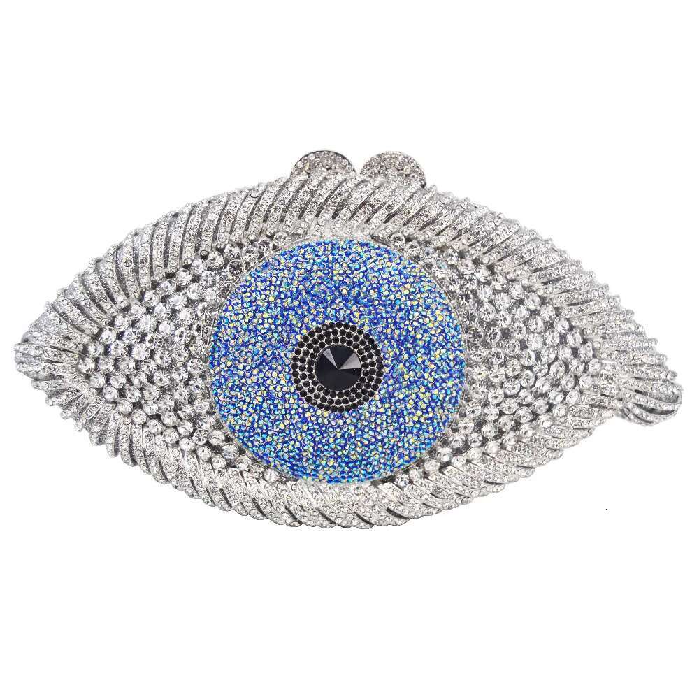 Newest Animail Designer Evil Eye Crystal Purse Women Evening Gold Sier Black Party Clutch Bag Lady banquet pochette sc757