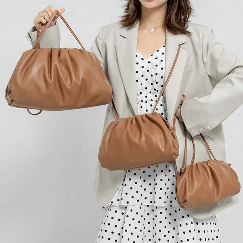 For Women Cloud Soft Leather Madame Single Shoulder Slant Dumpg Handbag Day Clutches Bags Messenger Bag