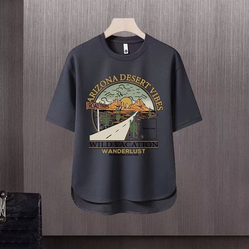2025 new short sleeved T-shirt men's ins trendy brand hip-hop style round neck base shirt top summer