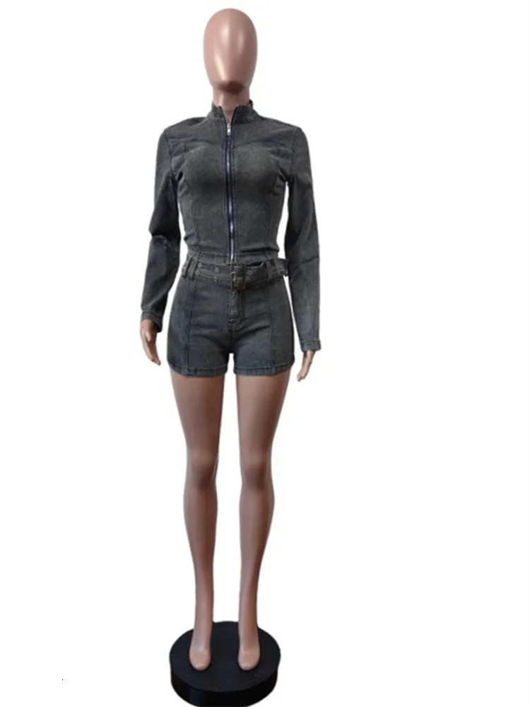 Weird Puss Distressed Denim 2 Piece Set Women Zipper Cardigan Full Sleeve JacketSashes Patchwork Shorts Street Trend Chic Suits 250226