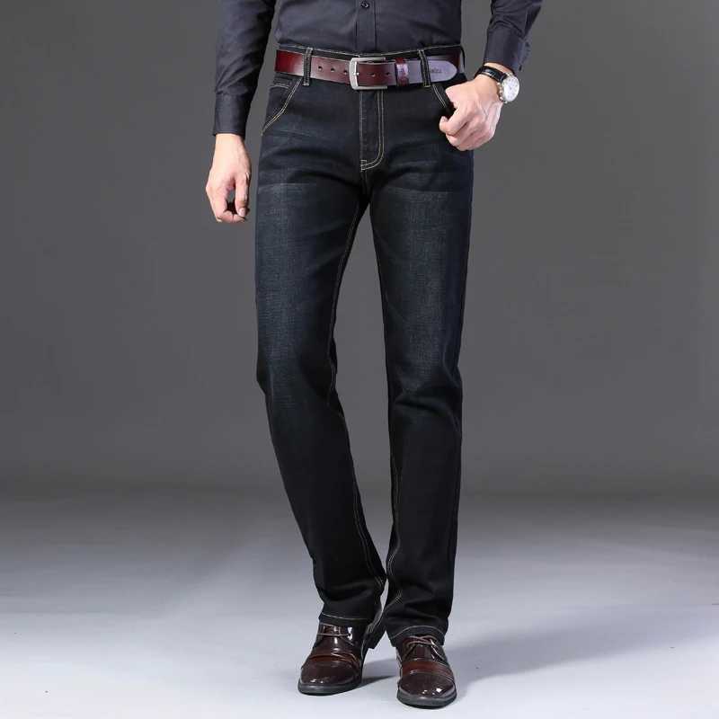 Classic black mens jeans Straight leg baggy plus size pants Wear comfortable dark pants Thin pants for dad gift dad pants X250227