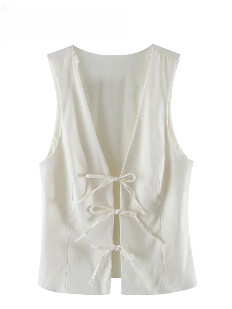 ASDS Women Fashion Lace Up Vest V Neck Sleeveless Top Y2k Vintage Solid Female Summer Sexy Party Tank Tops 250226