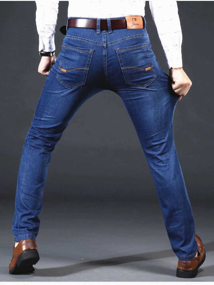 New Men Light Luxury Stretch Slim Fit Pants Comfortable Soft Business Fashion Straight Casual Denim Trousers Male Brand Clothing X2502271